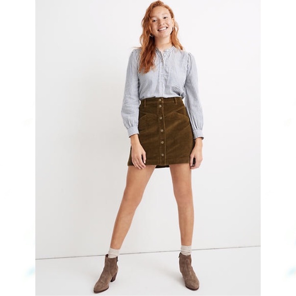 Madewell Dresses & Skirts - NEW Madewell A-Line Corduroy Snap Mini Skirt